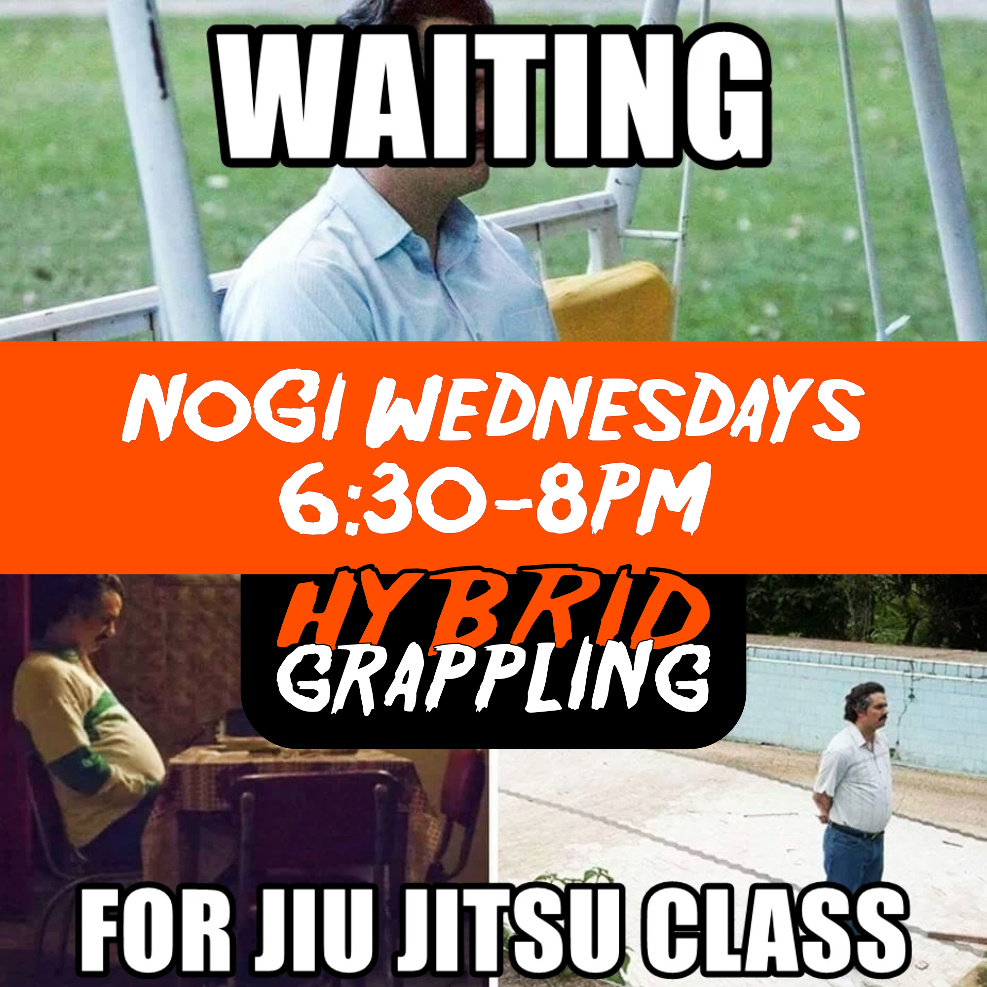 Waiting for Jiu Jitsu Class - Wednesday 6:30pm - 8pm Hybrid Grappling NoGi Jiu Jitsu in Scarborough
